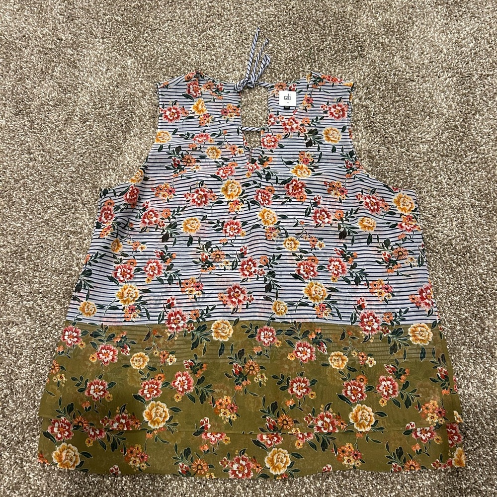 CAbi Multicolor Floral Striped Top